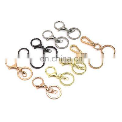 High Quality Black Flat 28mm Split Key Rings Metal Split Keyring Connectors Ring With Snap Hook