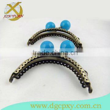 Top quality antique brass fashion DIY sewing blue candy head metal purse frames