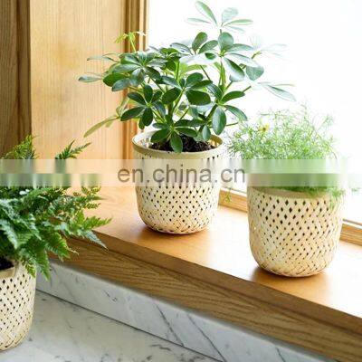 High Quality Set of 3 Bamboo Plant Pot Holder Handmade Flower Pot Wholesale Vietnam Supplier