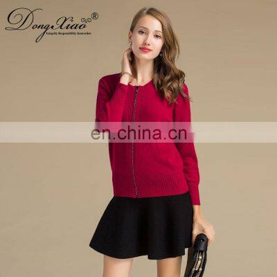 Soft Warm Short Cashmere Cardigan Solid Color Full Zip Woman Cashmere Sweater photo-5