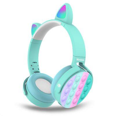 Portable Led RGB Colors Blue Tooth Headset Girls Women Cute Cat Ear Earphone Bt Wireless Headphones with Microphone