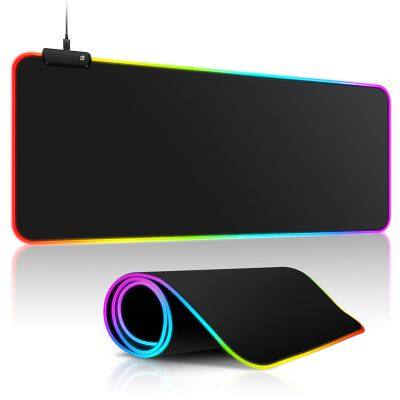 TWOLF LED Mouse Pad Extended Large RGB Gaming Keyboard Mousepad Desk Mat 900x400 Extra Large Glowing Mouse Pad