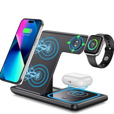 2024 Innovative Multifunction Charging Stand Holders 15W Magnetic Wireless Charger 3 in 1 for Iphone Iwatch Air Pros Charging