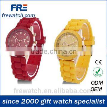 New Fashion Ladies Genewa Silicone Watches With Stone Three Dial Rubber Geneva Watch photo-3