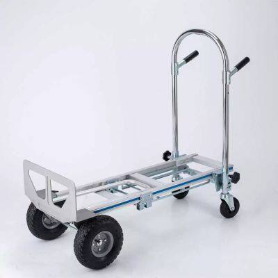 3 in 1 Style Aluminum Foldable Trolley 770lbs/250KG weight capacity Push Cart with Inflatable and Solid Rubber wheels