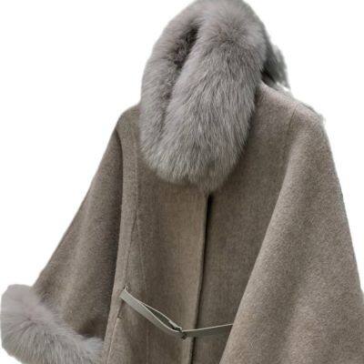 Double-faced Cashmere Coat for Women 2025 Autumn and Winter New Mid-length High-end Cloak Fox Fur Collar Wool Coat photo-3