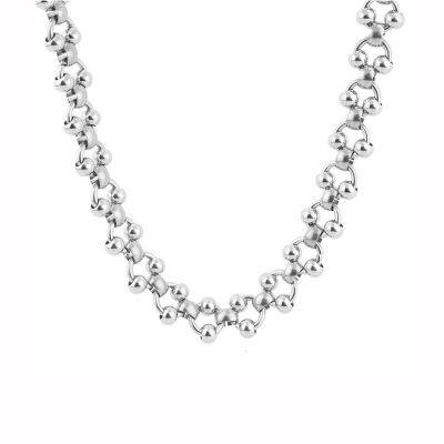 Punk Hip-hop Fancy Handmade Round Beads Stainless Steel O Word Clavicle Chain Necklace Accessaries Choker for Women Men Jewelry photo-5