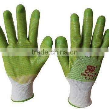 13 gauges nylon green PVC coated gloves