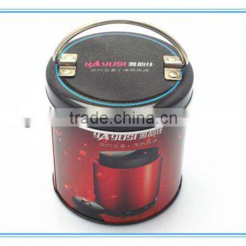 Dongguan round tin bucket witn lid and handle