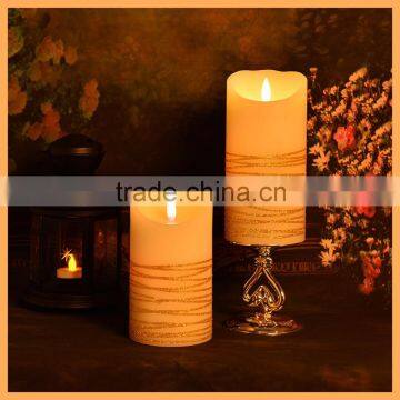 Remote Control Set of 3 Real Wax Flameless LED Pillar Candles photo-4