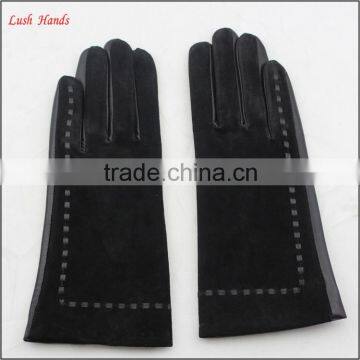 ladies winter suede and sheepskin leather hand gloves