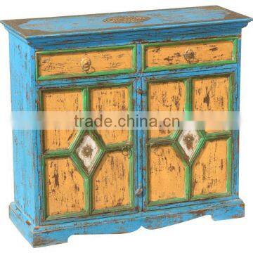 Colorful Antique Look French Cabinet, Reclaimed wood rustic french Cabinet