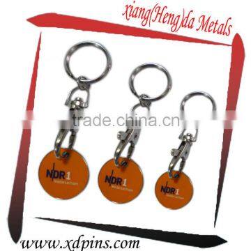 2014 newly shopping trolley coin keyring/enamel trolley coin