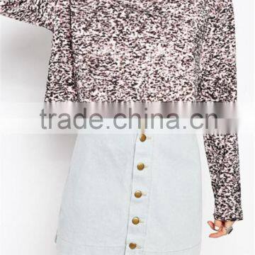 printed loose short O-collar casual women hoodies without hood OEM service