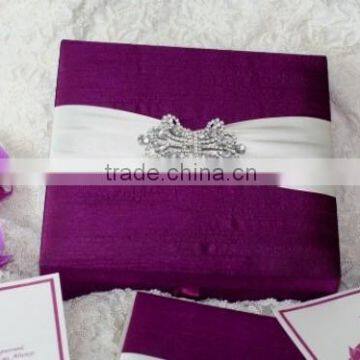 Purple silk wedding invitation box