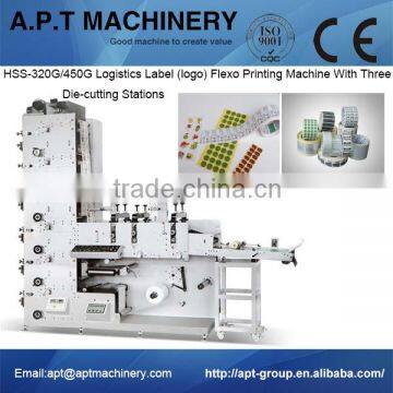 HSS-320G/450G Logistics Label (logo) Flexo Printing Machine With Three Die-cutting Stations