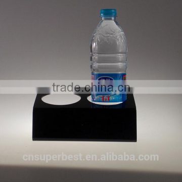 Black acrylic water bottle display for 2 bottles