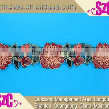 X0620(0.97) Factory Sale Pakistan Floral Handmade Lace Trim Embroidery Borders