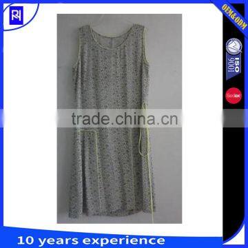 100% Viscose Print Dress Contrast Solid 100% Polyester Cdc Piping Sleeveless Boat Neck Piping Belt Casual Wear