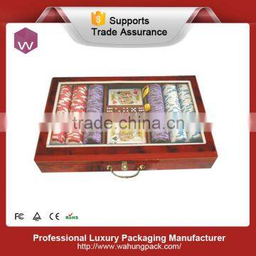 Wood luxury playing card and coin box for many coins