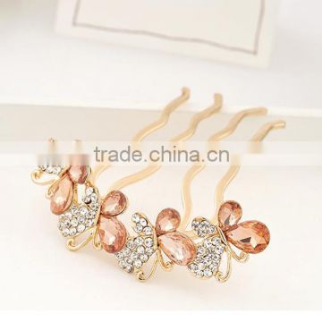 Crystal butterfiy beaded comb girl accessories hair for elegant lady