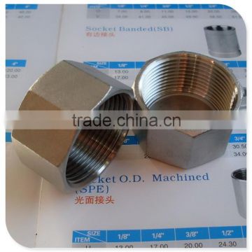 1/2 inch NPT thread 304 stainless steel hex female pipe cap