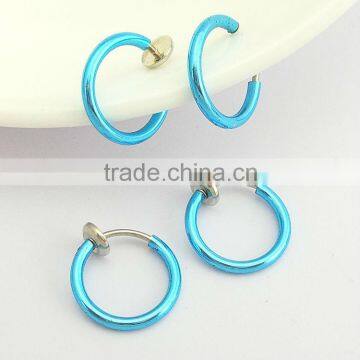 13 mm Wide Sky Blue Spring Hoop Lip Piercing