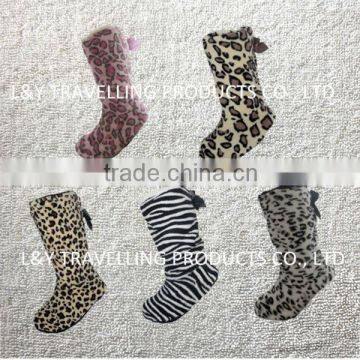 Ladies Animal Print Indoor Slipper Boots Animal Printing Winter Boots