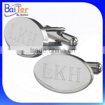 Wholesale Cuff Link Oval Shape Flat Cufflinks/Stainless Steel Engraved Custom Logo Cufflinks