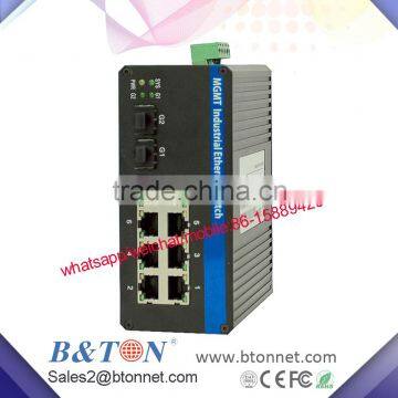 2*1000M SFP Slot and 8*10/100M RJ45 Port industrial fiber media converters