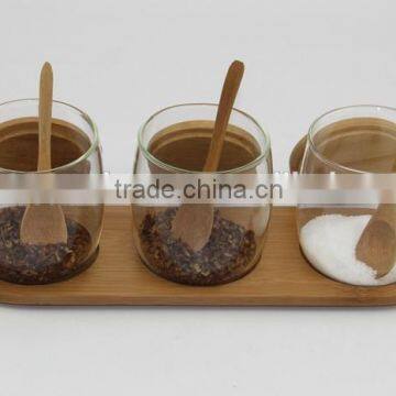 High Quality Nice Design Glass Jar Cooking Pot With Spoon