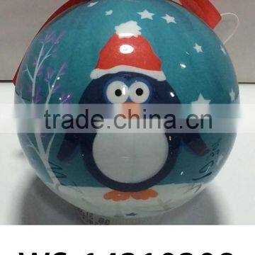 China Wholesale 2015 New Design Penguin Design Plastic Decoration Custom Printing Shatterproof Hanging Christmas Ball