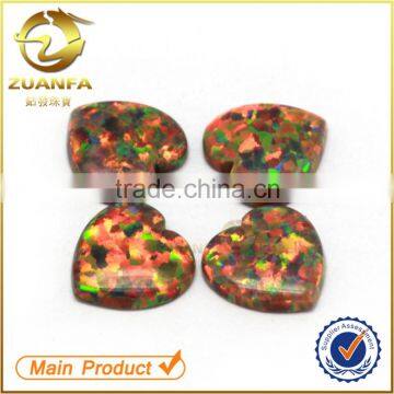 machine cut flat bottom heart cut synthetic opal