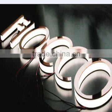 led edge lit acrylic on office wall letters sign