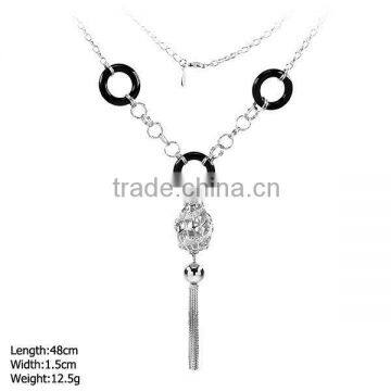 [XL-97]925 Silver Necklace, Silver Necklace with Black Agate