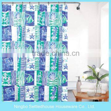 Aquatic Creatures Design Unique Printed PEVA Shower Curtain