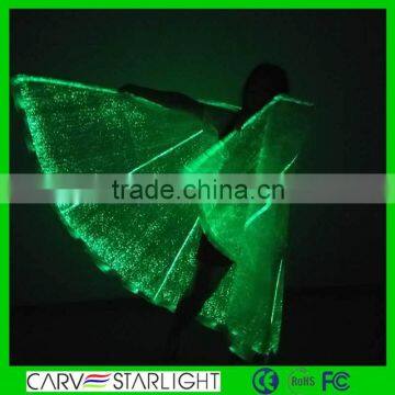 2015 fiber optic fabric led light up isis belly dance wings