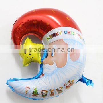 2015 new arrival hot sale santa claus christmas foil moon shape balloons for Christmas party supplies