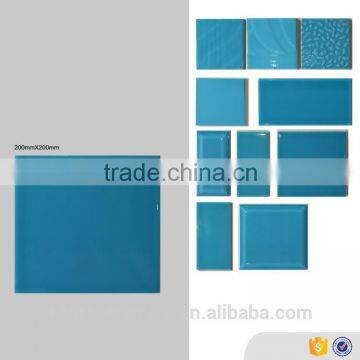 Foshan ceramic wall tile 20x20mm, sky blue pure color bathroom tiles glazed cheap porcelain wall tiles