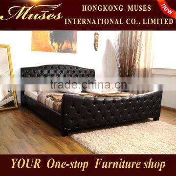 Muses 2014 new modern bedroom furniture ,Chesterfield King Size genuine leather bed A059#