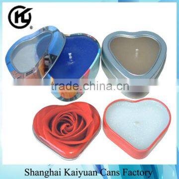 High Quality Heart-shaped Candle Candy Tin Can Box (various lids and printing)