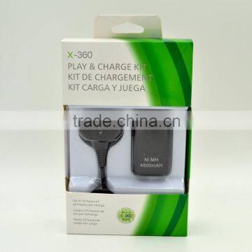 Rechargeable lithium battery for xbox 360 battery charger cable 4800Mah