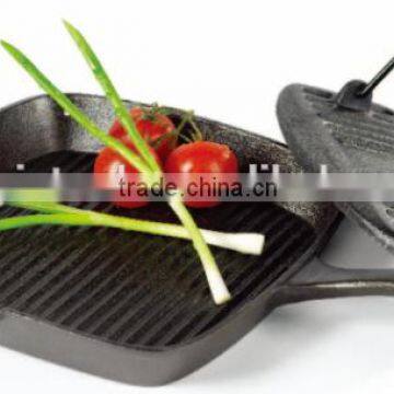 cast iron square grill pan with square meat press, two assorted cast iron series, cast iron grilldle pan, cast iron meat press