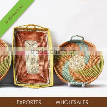 Colorful seagrass serving tray / Cheap and 2016 best selling fruit tray, seagrass plate in Vietnam