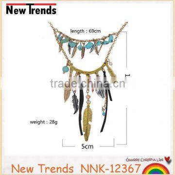 Hot Sale Women Costume National Feather Pearl Necklace Jewelry