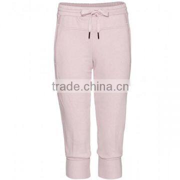 3/4 three quarter cotton fleece pants with drawstring for women