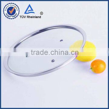202 ss rim with knob hole silicone pot handle glass lid