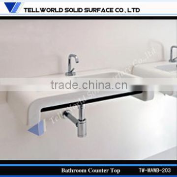 Simple Design White Solid Surface Wash Basin / Wall Mount Wash Basin for Toilet