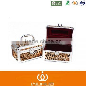 2015 new design fashion leopard print small aluminum cosmetic case