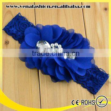 Bead Diamonds Headbands Chiffon Flower Headband photo-5